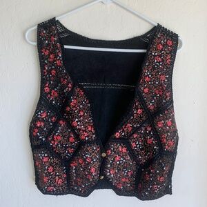 Vintage Flower Vest (Suede)
